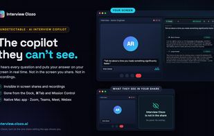 Interview Clozo is the undetectable AI interview copilot for Mac: it hears every question and shows your answer in real time on your screen only, invisible in screen shares and recordings on Zoom, Teams, Meet and Webex.