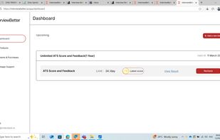 User dashboard when checking ATS scores
