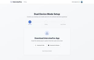 The three-step Dual Device Mode setup connects your desktop app to your mobile device, so AI-generated answers appear on your phone while your shared screen stays clean.
