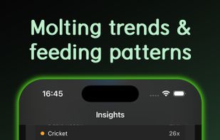 Track molting trends, feeding patterns, and activity insights across your collection.