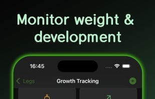 Monitor weight changes and growth rate over time with detailed charts.