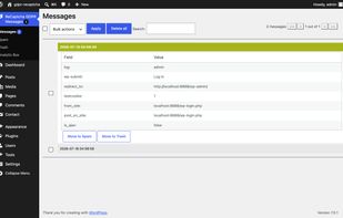 Message inbox: real submissions and spam side by side