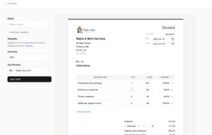 Invoice creation form