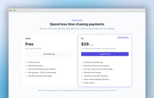 InvoiceFlow- pricing screen