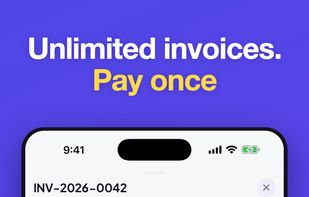 An invoice with line items, tax and totals worked out for you, ready to send as a PDF.