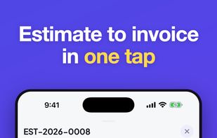 Turn an accepted estimate into an invoice in one tap, without retyping anything.