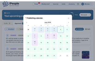 Publishing calendar: schedule approved posts across the week.