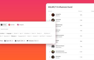 Influencer search across Instagram, TikTok and YouTube with audience filters