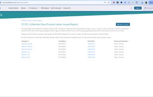 Tax pros instantly see which clients have received an IRS Intent to Levy notice, with transaction dates and affected tax years linked by form — so practitioners can act within the 30-day CDP hearing window before the IRS moves to enforce collection.