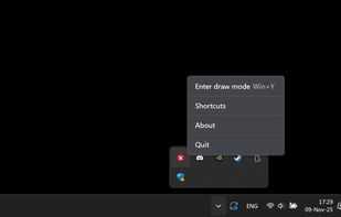 You can launch draw mode using a shortcut or by using a tray icon menu
