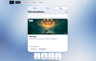 Swipe game, genre, and console cards to quickly log your library.