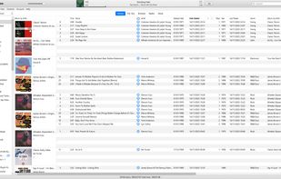 Personal library Song view. Multiple sorting options available on top and nested playlist folders at the left. Album icons can be hidden too