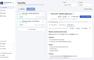 iureTranscribe screenshot 1