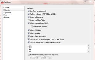 Crawler's behaviour settings