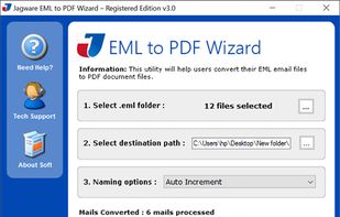 Jagware EML to PDF Wizard screenshot 1