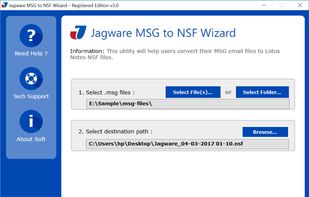Jagware MSG to NSF Wizard screenshot 1