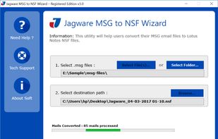 Jagware MSG to NSF Wizard screenshot 1