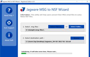 Jagware MSG to NSF Wizard screenshot 3