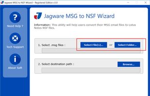 Jagware MSG to NSF Wizard screenshot 2