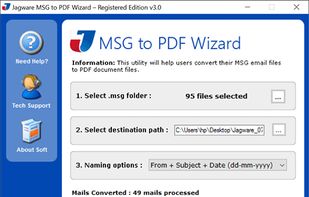 Jagware MSG to PDF Wizard screenshot 1