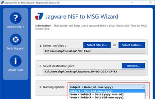 Jagware NSF to MSG Wizard screenshot 3