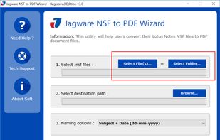 Jagware NSF to PDF Wizard screenshot 1