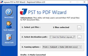 Jagware PST to PDF Wizard screenshot 1