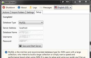 Database Setup. Supports MySQL, Microsoft SQL 2014 or built-in SQLite.