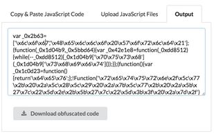 The obfuscated resulted code.