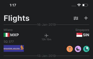 Recent taken flights list