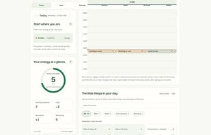 	Today: check in Green, Amber or Red to set your day's points budget, then log activities and rest.