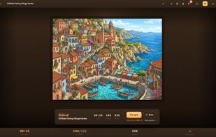A finished puzzle, with your time and moves.
