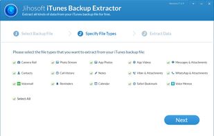 iPhone Backup Extractor Interface