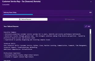 Generate cover letters and tailor resumes.