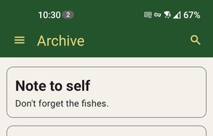 Screenshot of the Archive screen