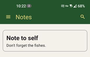 Screenshot of the Notes screen