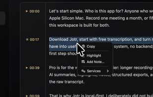 Timestamp-linked transcript review