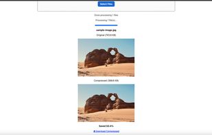 Compare image size before and after compression with instant results