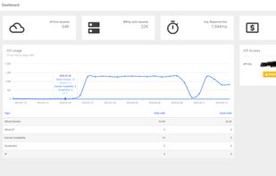 User dashboard showing usage overview