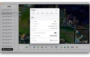 Juke light theme showcasing the settings menu.