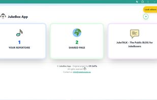 This is the JukeBox App homepage, featuring the three main buttons.