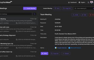 JupiterMeet Pro Dashboard