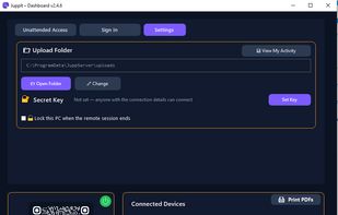 settings screen