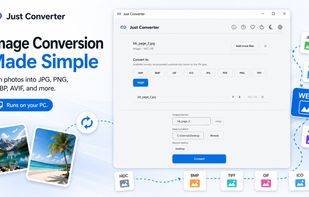 Just Converter image conversion tool for JPG, PNG, WEBP, AVIF, BMP, GIF, ICO, and TIFF files.