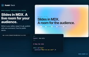 A deck written in MDX next to the live room: the audience joins from their phones.