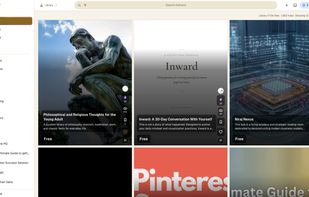The Library feed: browse free and paid hubs as a visual catalog of ebooks, files, and collections.
