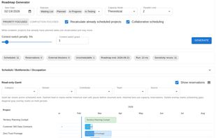 Automatic roadmap scheduling based on your priorities and team capacity. Powerful engine, effortless to use.