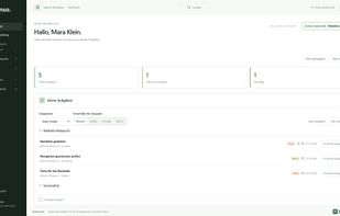 Dashboard with an overview of projects and tasks.