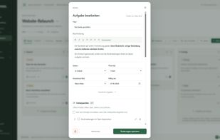 Task details with deadlines and checklists.
