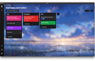 Another example board showing some tasks for the Kanri website